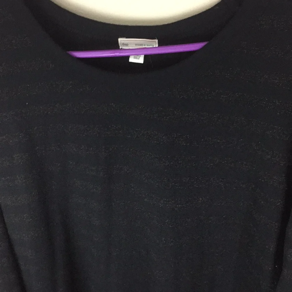 Gap Black with Metallic Stripes 3/4 Sleeve Top Tunic Tee Size XL - Picture 5 of 12